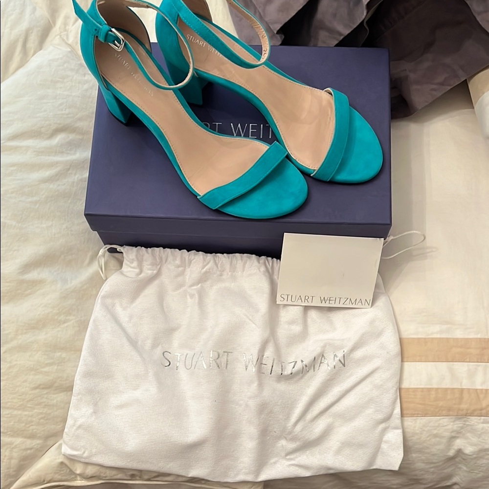 Stuart Weitzman Blue/Green Heels with High Stiletto Design